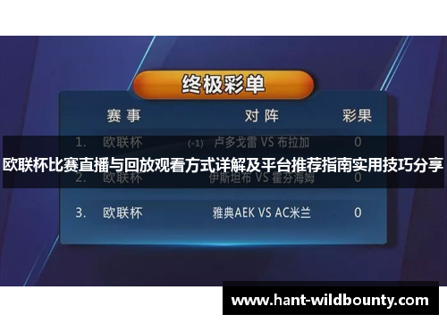欧联杯比赛直播与回放观看方式详解及平台推荐指南实用技巧分享